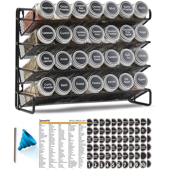 SpaceAid Spice Rack Organizer with 28 Jars and Labels