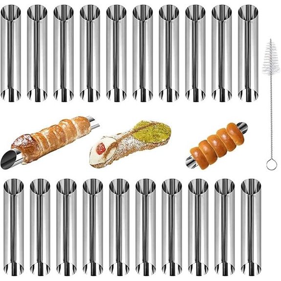 Stainless Steel Cannoli Tube Set with Brush (20 pcs)