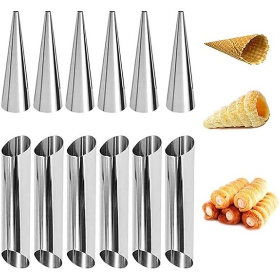 12pcs Stainless Steel Cream Horn Molds for Baking