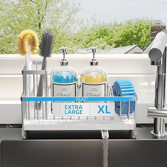 Moforoco Stainless Steel Sink Organizer with Brush Holder