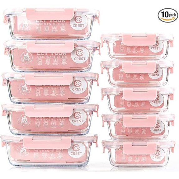 C CREST 10-Pack Glass Meal Prep Containers