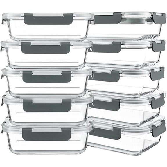 KOMUEE 10 Pack Glass Meal Prep Containers