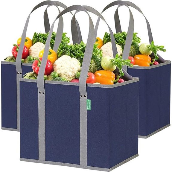 Reusable Grocery Bags (3 Pack) with Hard Bottom