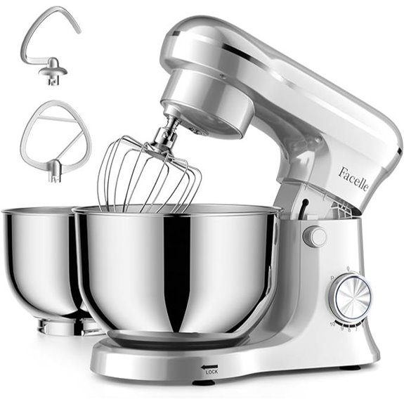Facelle Tilt-Head Stand Mixer with 2 Bowls