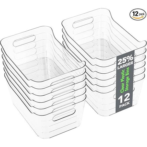 Tiawudi 12-Pack Clear Plastic Storage Bins