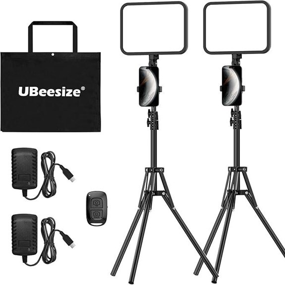 UBeesize 2-Pack Dimmable Video Lights with Tripod