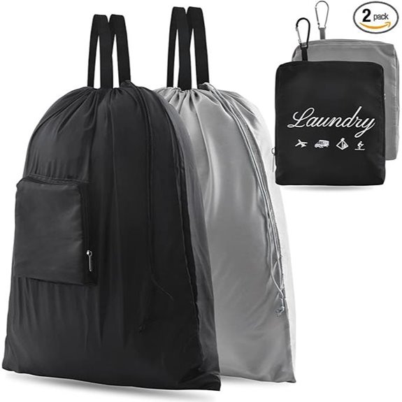 JHX Travel Laundry Bags (2 Pack Black & Grey)