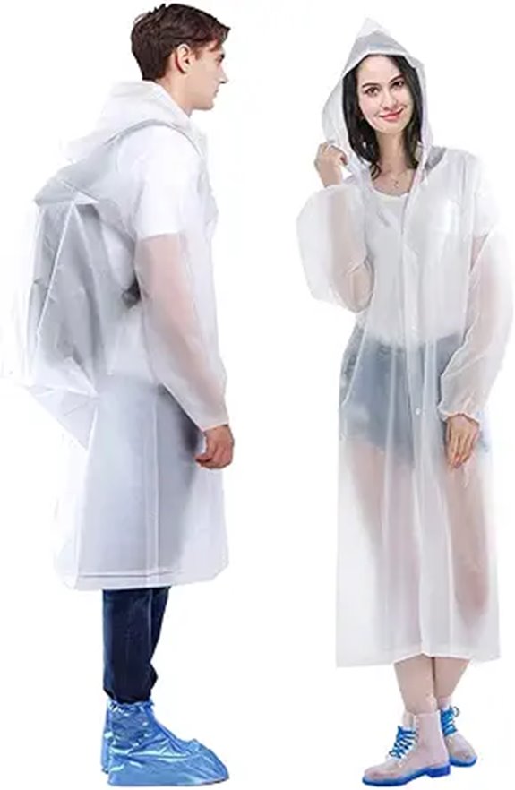 HLKZONE 2-Pack Adult Packable Rain Ponchos with Hood