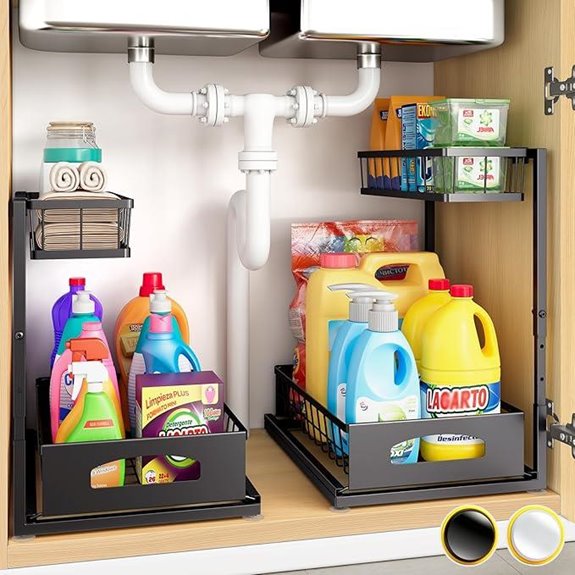 Under Sink Organizer 2 Pack with Pull-Out Drawers