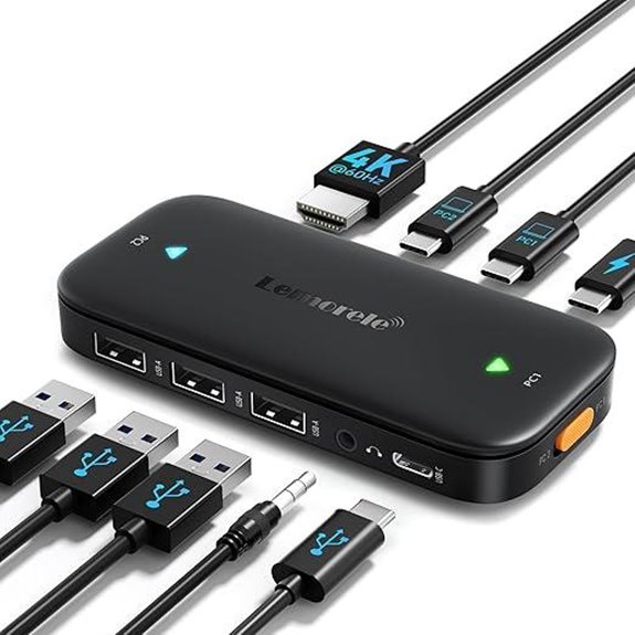 Lemorele USB-C KVM Switch with 4K HDMI & Charging