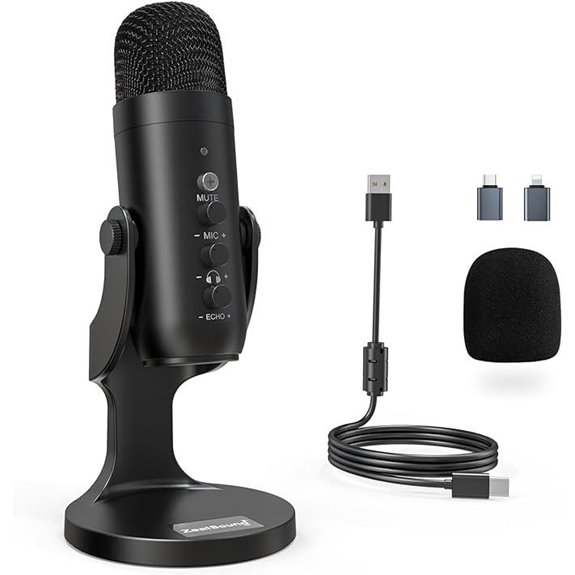 ZealSound USB Condenser Microphone with Volume & Mute