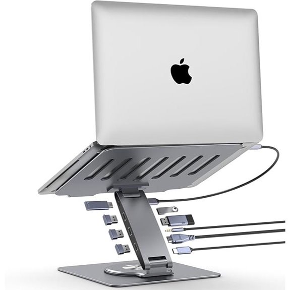Adjustable Laptop Stand with Docking Station (9-in-1)
