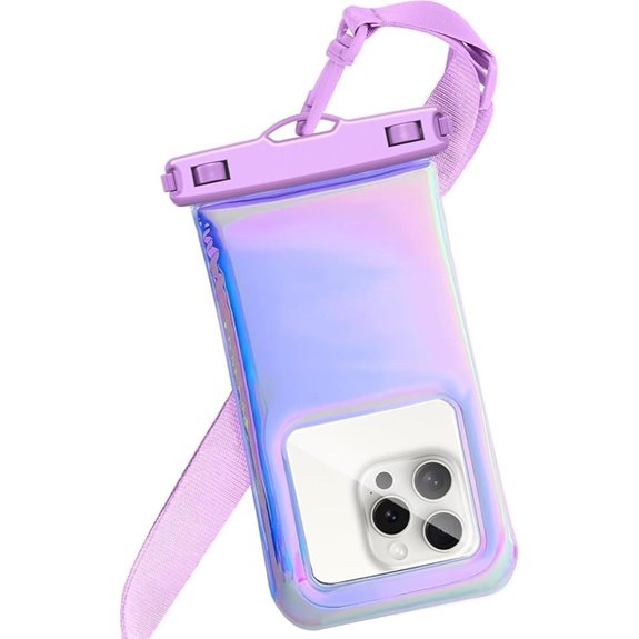 Iridescent Waterproof Phone Pouch with Crossbody Lanyard