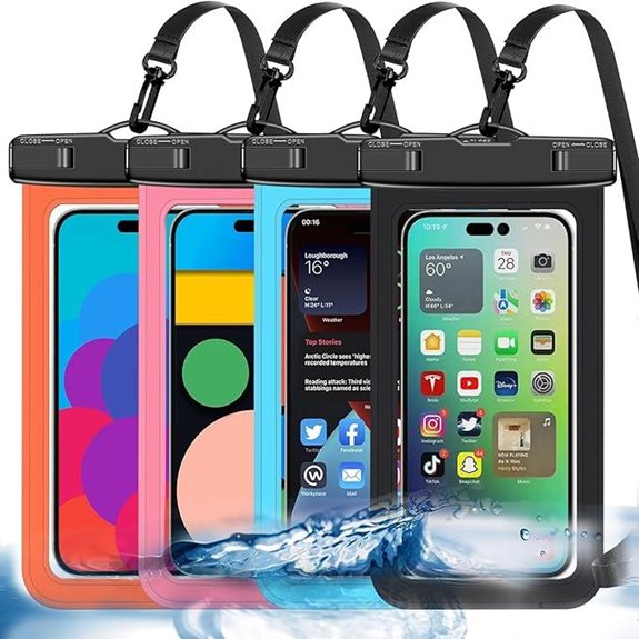 4-Pack Waterproof Phone Pouches for Outdoor Use