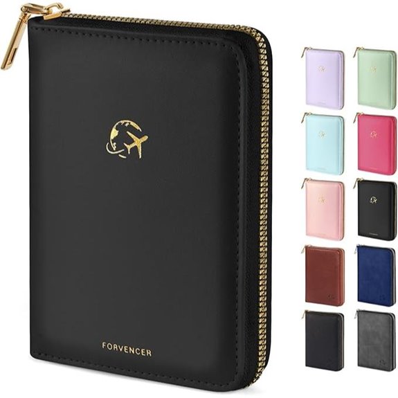 Forvencer RFID Passport Wallet with Zipper Waterproof Black