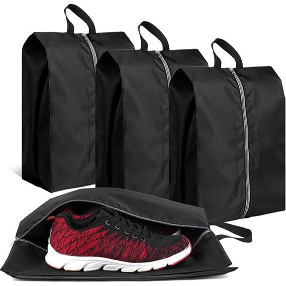 Travel Shoe Bags Set of 4 Waterproof Zipper Compartments