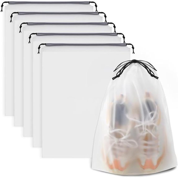 Waterproof Travel Shoe Bags 5-Pack Clear 15.7x11.8 inches