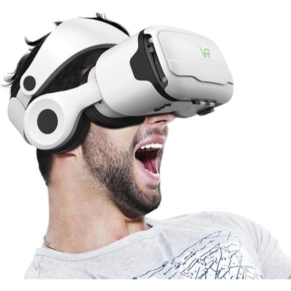 VR Headset with Built-in Headphones Virtual Reality Goggles White