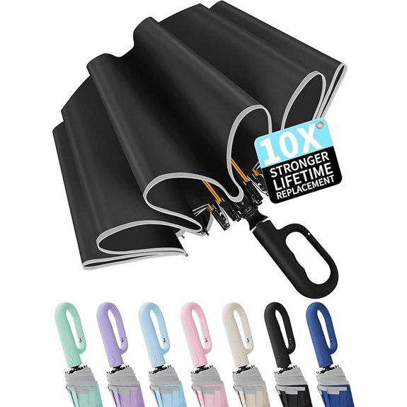Seniny Windproof Travel Umbrella with Carabiner Handle