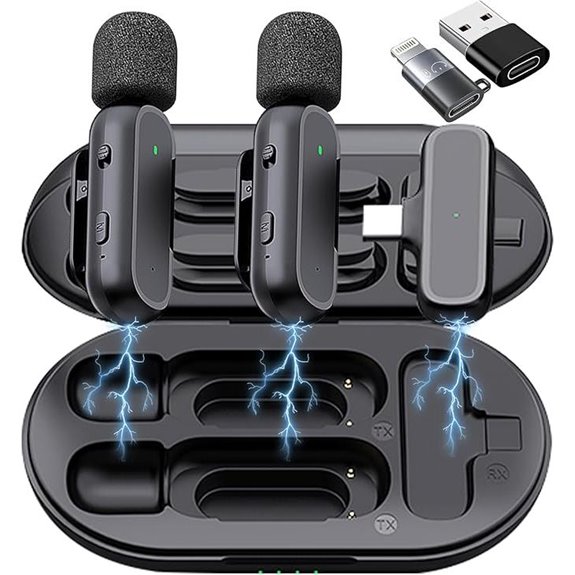 2 Pack Wireless Lavalier Microphones with Charging Case