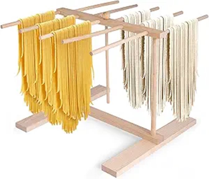Wood Pasta Drying Rack with Transfer Wand