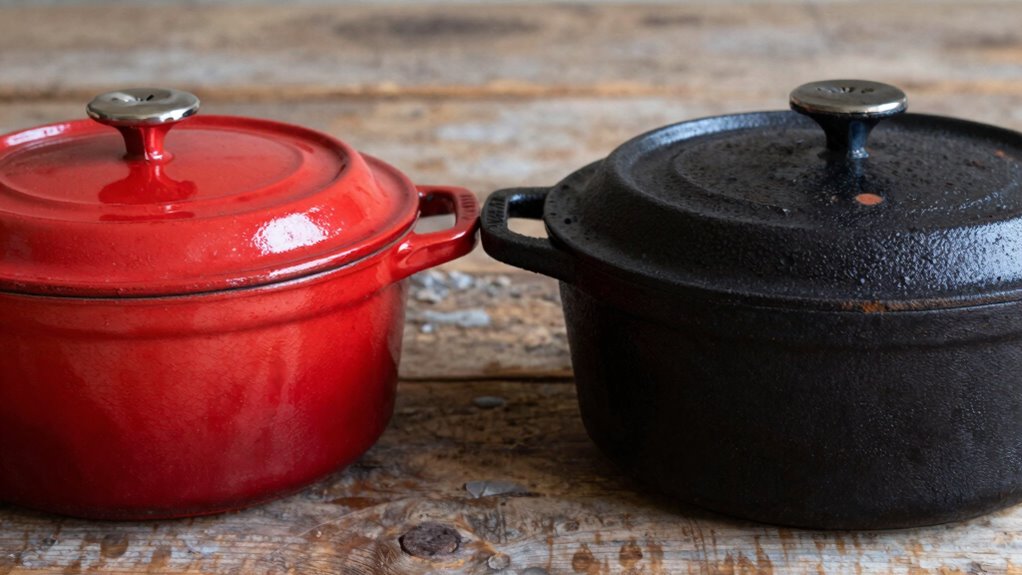 enameled versus bare cast iron