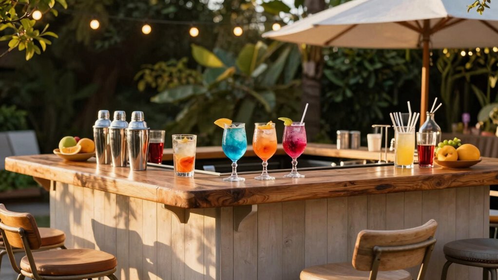 summer outdoor bar setup