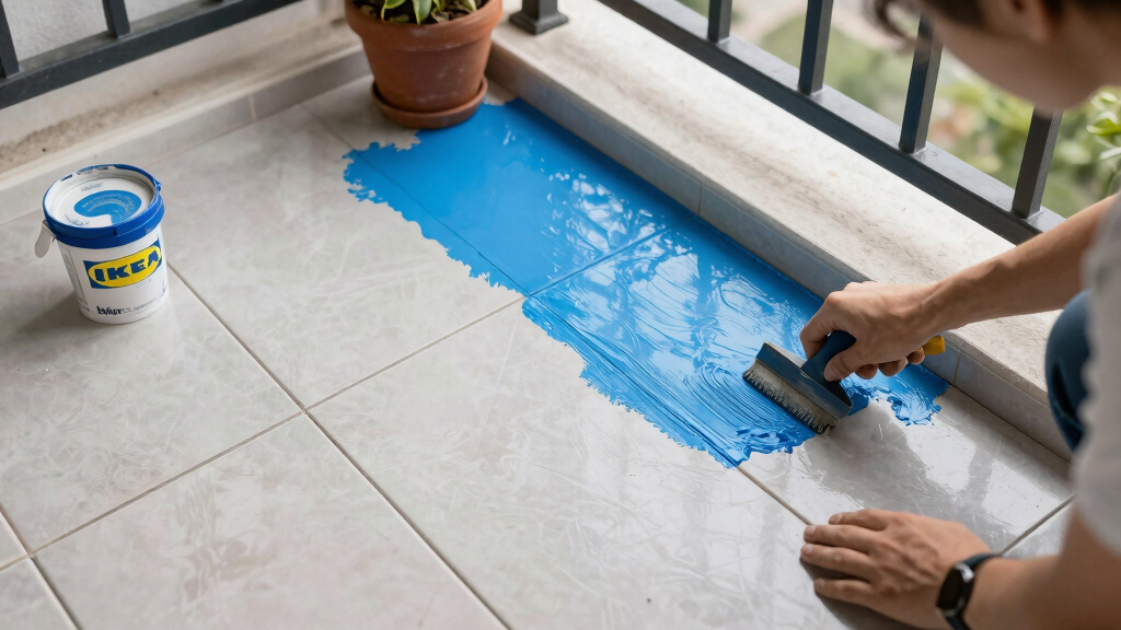 Before and After: IKEA Tiles and a Bright Blue Paint Made This Balcony Unrecognizable