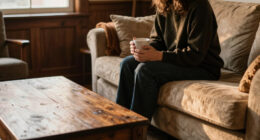 She Kept the Original Wood Paneling, and the Living Room Feels Cozy
