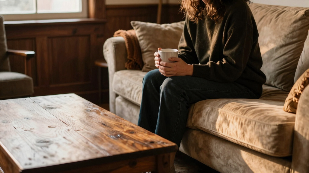 She Kept the Original Wood Paneling, and the Living Room Feels Cozy