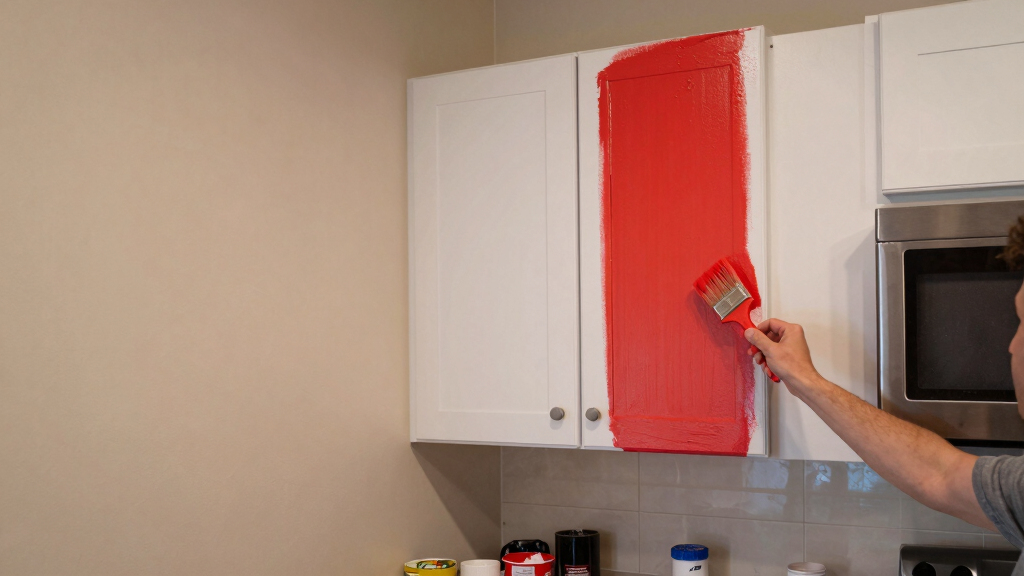 This Renter Gave Her Tiny, Bland Kitchen a Bold Red Makeover