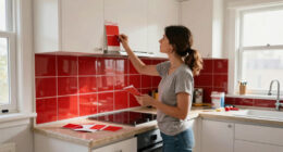 This Renter Gave Her Tiny, Bland Kitchen a Bold Red Makeover