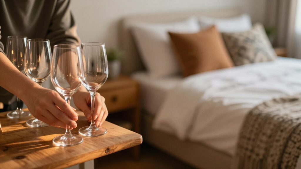 My Sister Uses Wine Glasses For Bedroom Storage, So I Had To Copy Her