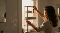 She Put A 5-Tier Shelf Behind Her Bathroom Door