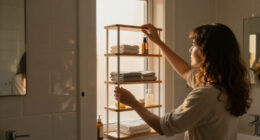 She Put A 5-Tier Shelf Behind Her Bathroom Door