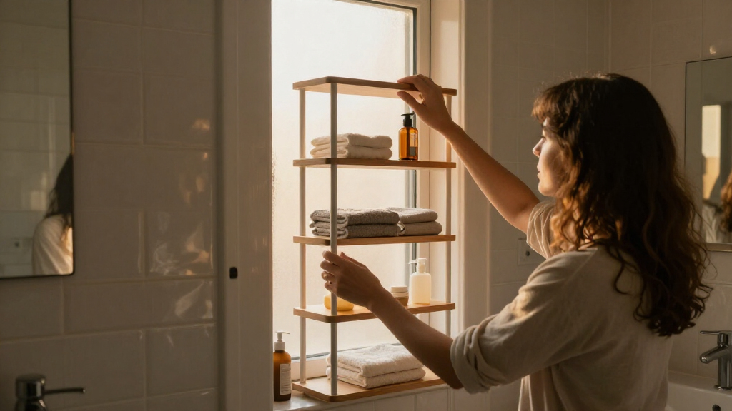 She Put A 5-Tier Shelf Behind Her Bathroom Door